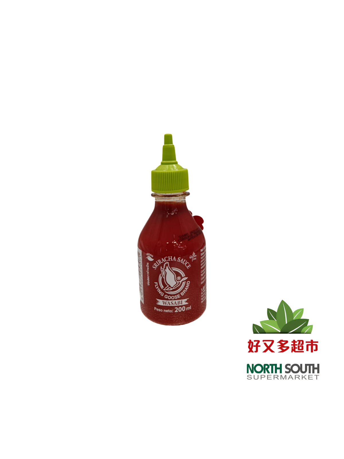 Salsa Sriracha sabor wasabi FLYING G. 飞鹅是拉差辣椒酱(芥末味) 12/200ml