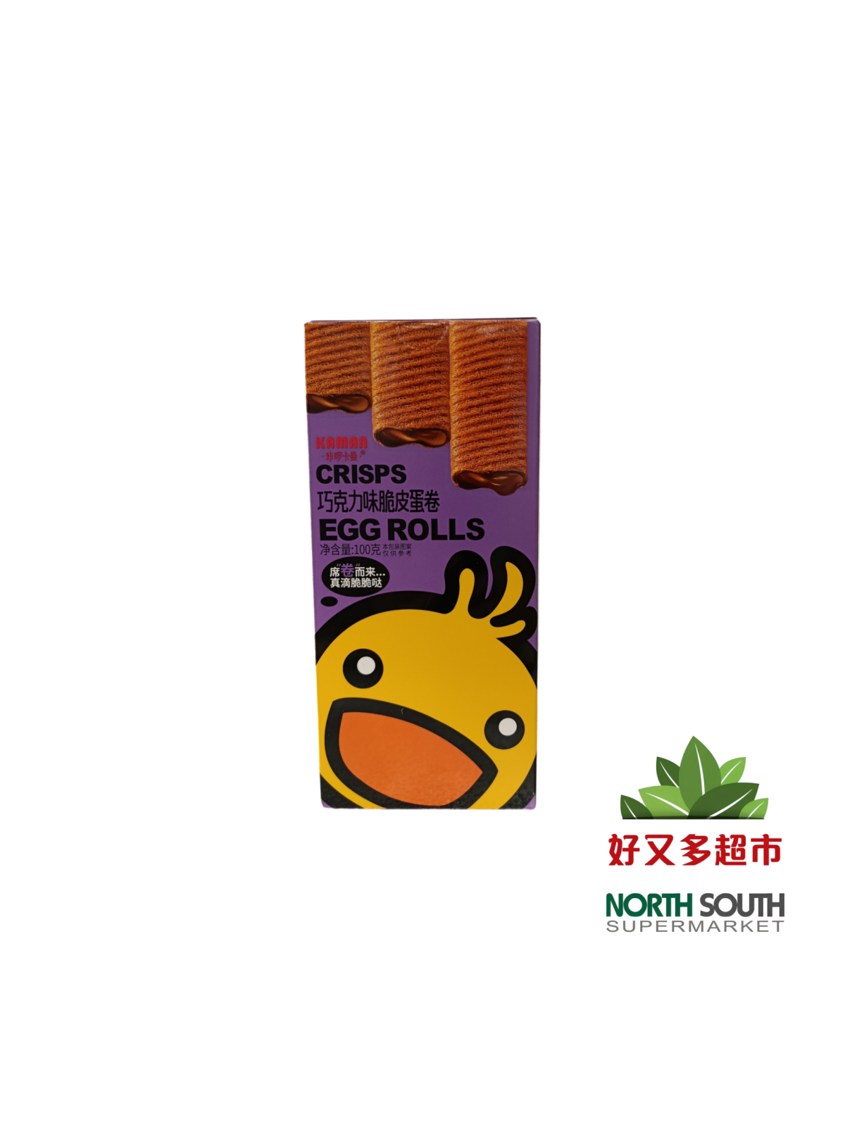 咔啰卡曼巧克力味脆皮蛋卷/100G*24/ROLLO DE PASTEL DE CRUJIENTE SABOR A CHOCOLATE