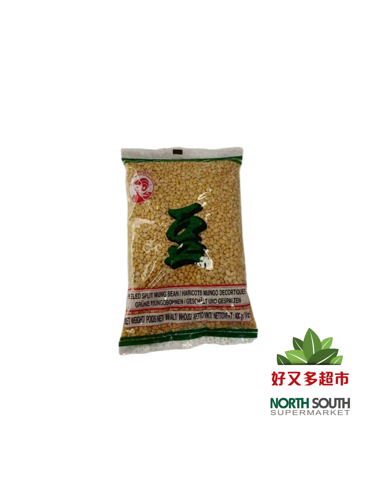 #泰国鸡标无皮豆半(106121)(去皮绿豆)(需打标签) 400G*50/SOJA VERDE SIN PELADO