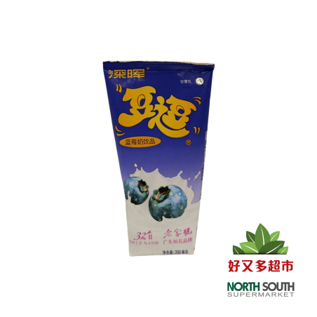 "S055深晖豆逗酸牛奶(蓝莓味)200ML*16
Yogur lácteo Doudou Shenhui (sabor arándano)