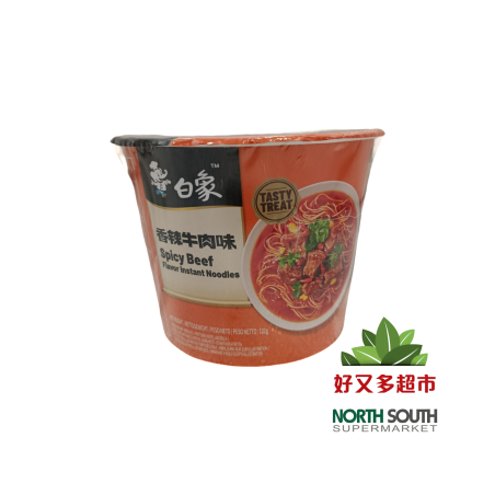 RAMEN INS. PICANTE TASTY TREAT BAIXIANG 白象味鲜美经典香辣牛肉味面*桶 12/102G