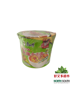 [P04-0279] （康师傅）泡椒牛肉面 桶 (MESTRO KANG) NOODLES SABOR A TERNERA PICANTE EN BOWL 110G