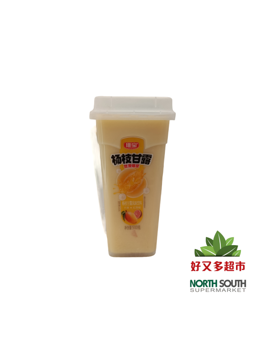 维宝杨枝甘露爆珠牛乳风味饮料(芒果味) 500G*18/BEBIDA SABOR A MANGO Y POMELO CON AZÚCAR Y EDULCORANTES